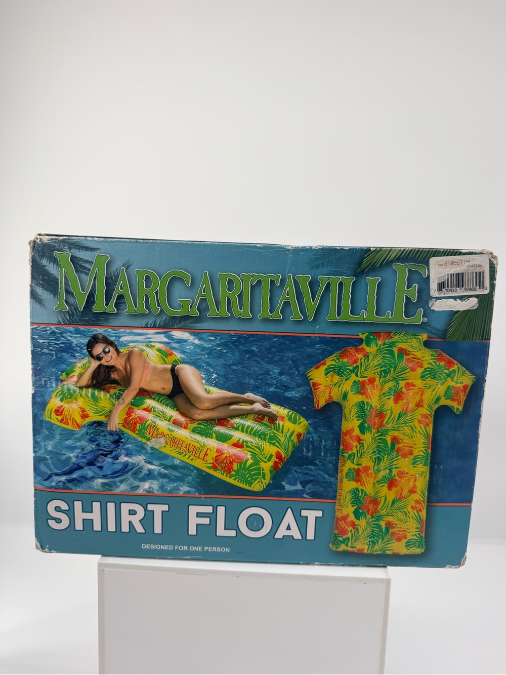Margaritaville Shirt Float - Teal Background with Yellow & Green Print